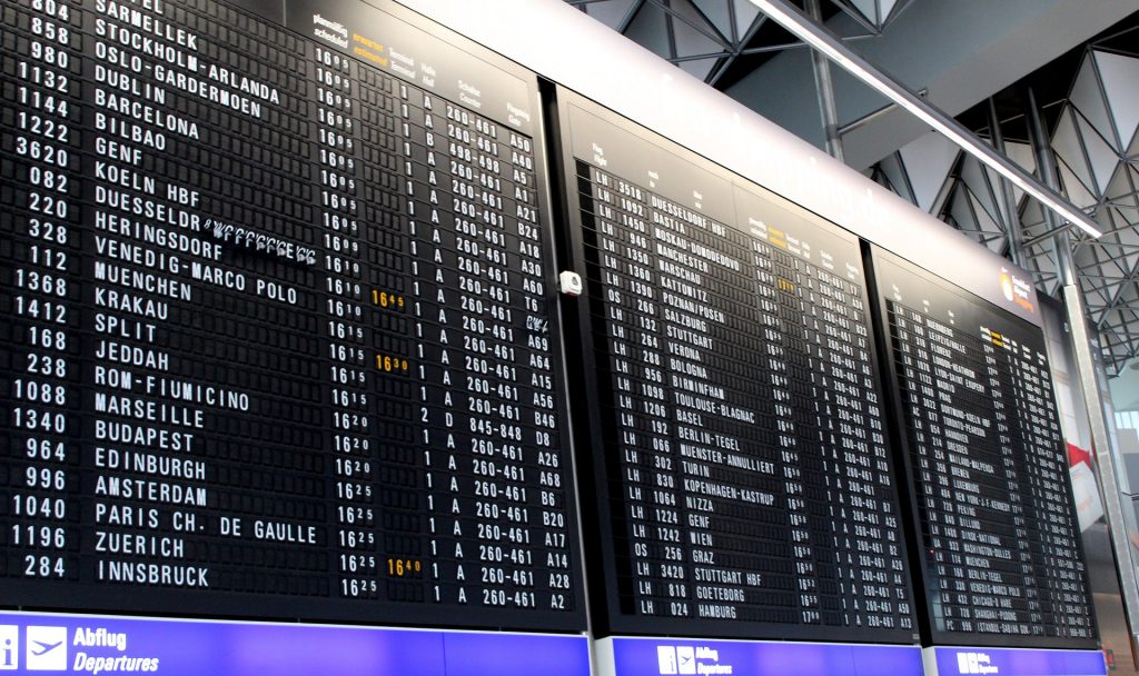 Departure Timeline displayed in airport