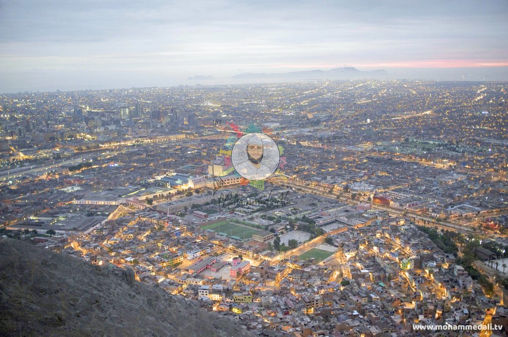 Beautiful view from top of the mountain in Lima, Peru