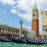 Summer time in Grand Canal of Venice city, Italy