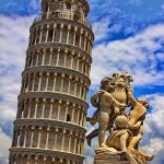 Amazing picturesque view on leaning tower of Pisa, Italy