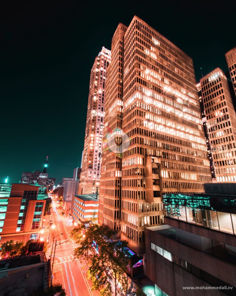 Atlanta at night - View on skycrapers