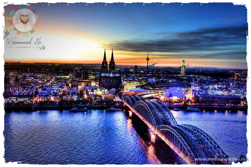 The Hohenzollern Bridge in Cologne with an amazing view on the Cologne Dome