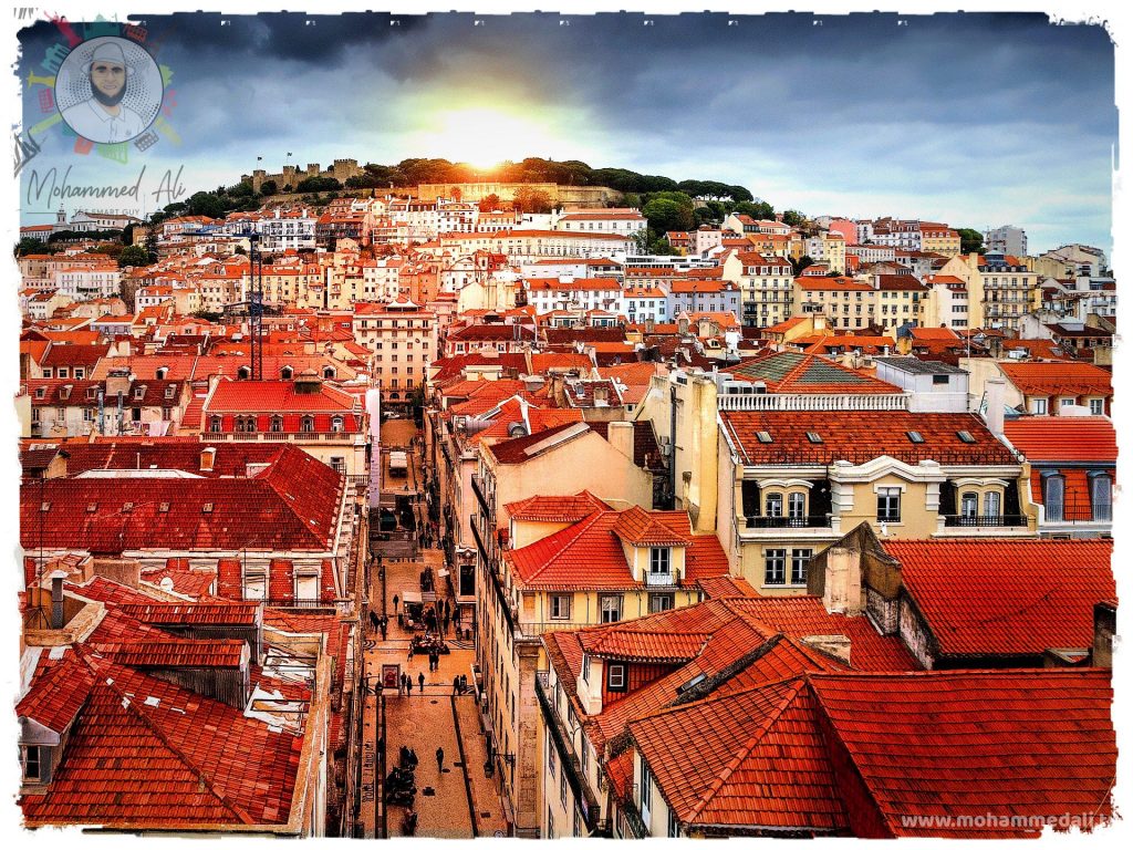 Beautiful scene of Lisbon in Portugal at Sunset