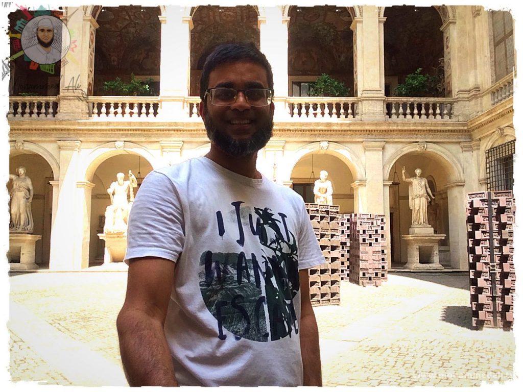 Standing in front of the 15th century Altemps palace in Rome
