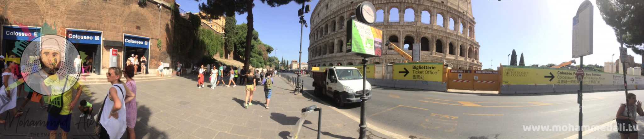 Panoramic view of the iconic Colosseum in Rome, Italy Panoramic view of the iconic Colosseum in Rome, Italy