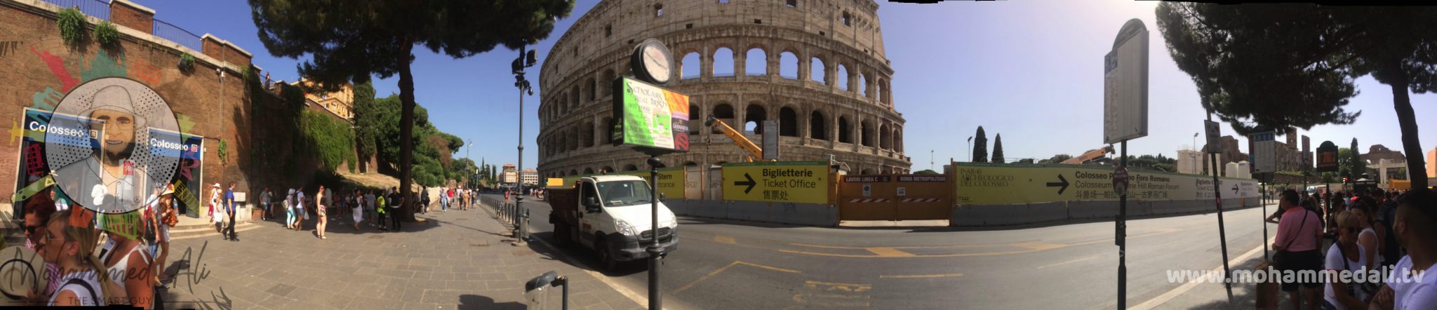 Panoramic view of the iconic Colosseum in Rome, Italy Panoramic view of the iconic Colosseum in Rome, Italy