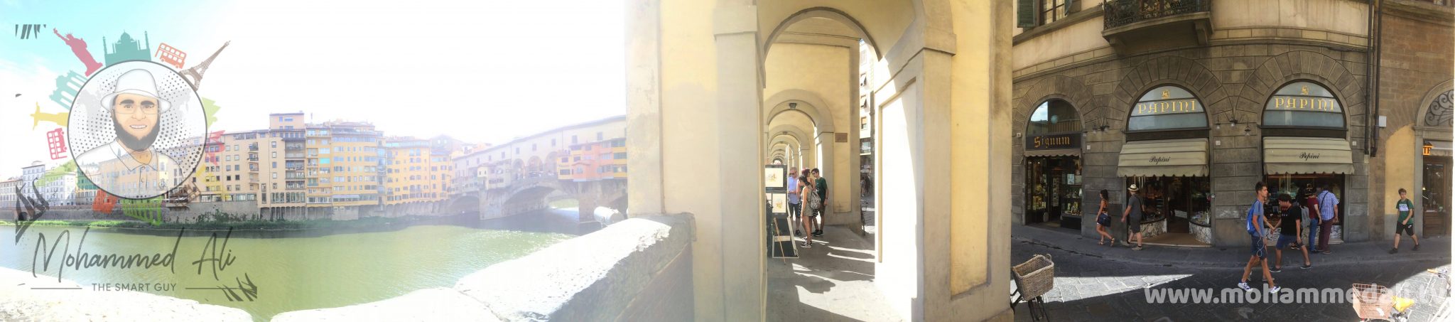 Awesome panoramic view of the river Arno and the famous Ponte Vecchio Awesome panoramic view of the river Arno and the famous Ponte Vecchio