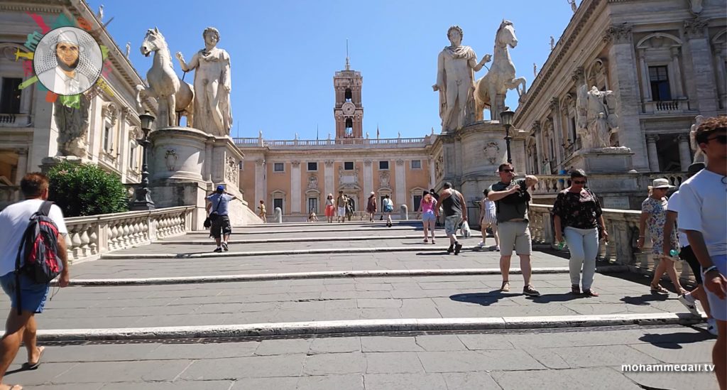 Walking towards the Capitoline Hill of Rome in Italy